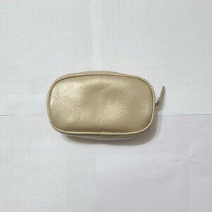 Compact Beige Zippered Pouch
